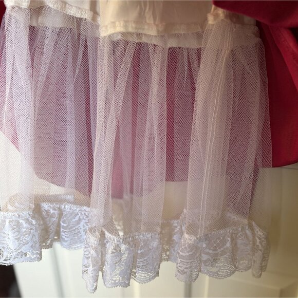 Vintage Jessica McClintock Gunne Sax Girls Christmas Party Dress 6 Red Lace Trim - Picture 4 of 12
